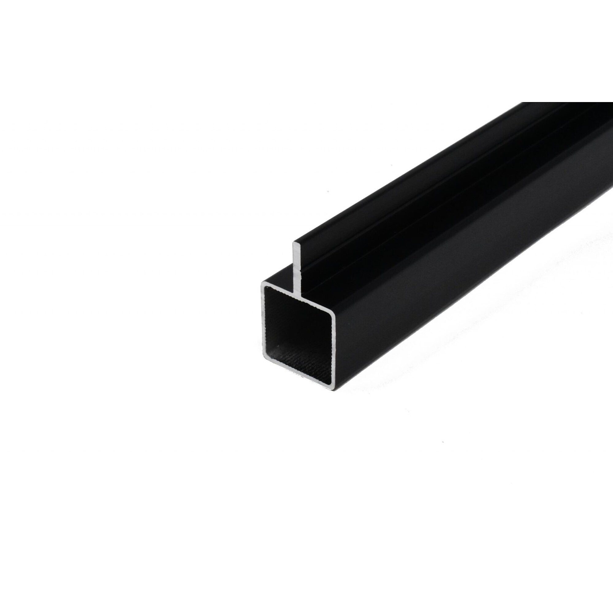 EZTube Extruded Aluminum Tube — 24in. x 1in. x 1in., For 1/4in. Recessed Panel, Black, Model# 100-130-2-BK-1QR